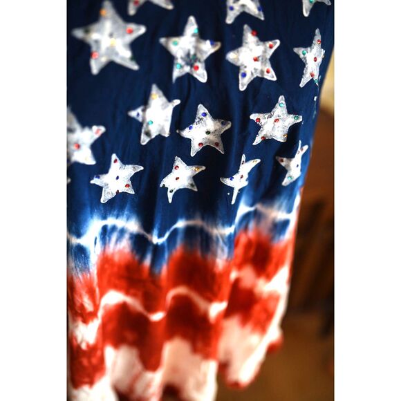 Free Size America USA Red White Blue Stars Stripe Tunic - Picture 7 of 9